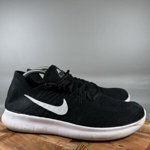 Nike Free RN Flyknit Men's Size 10 Running Shoes Black White